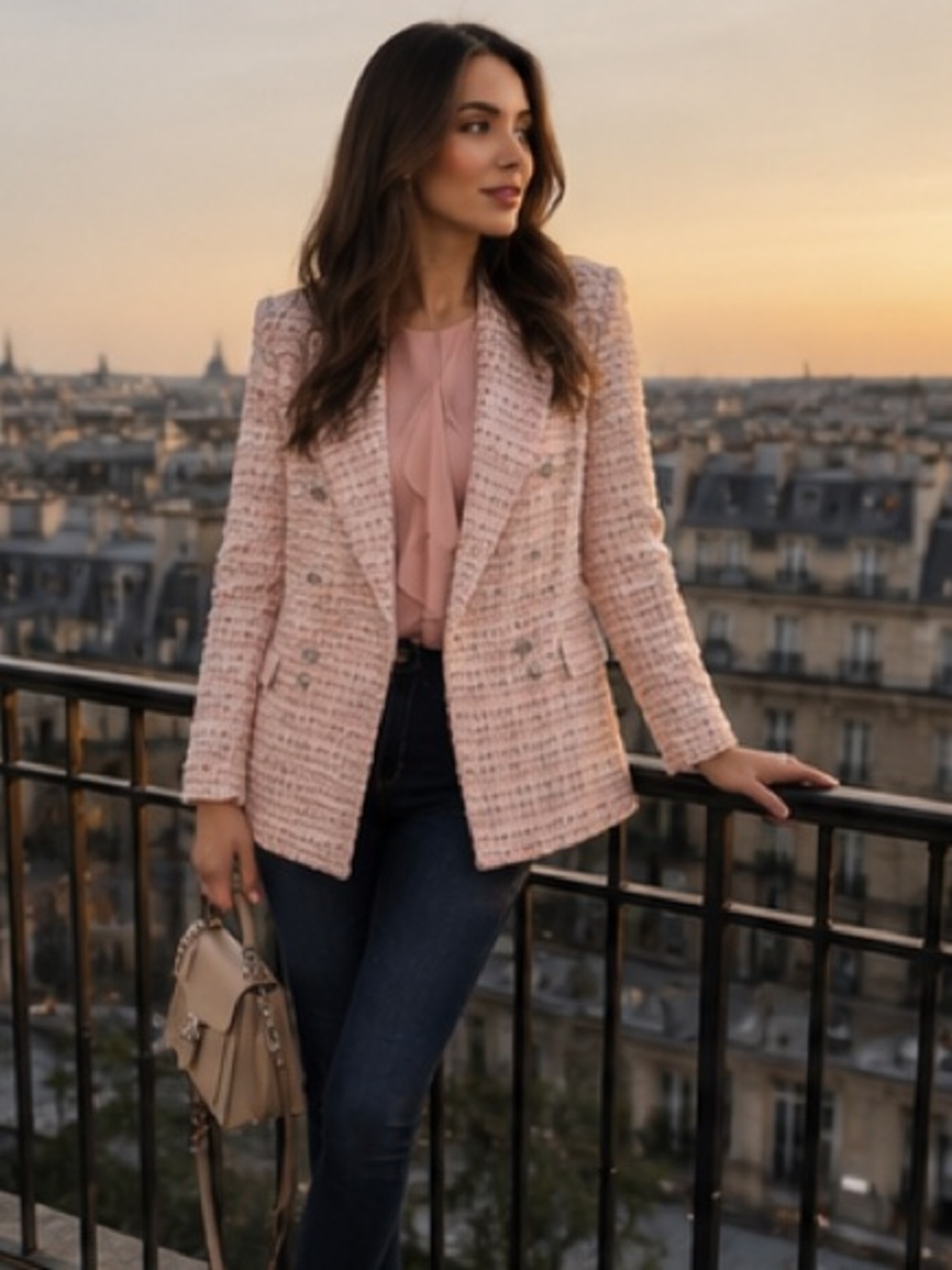 Zara tweed blazer bloggers fav